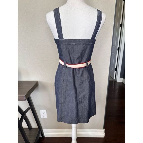 Loft Belted Denim Tank Dress 4 Petite - Picture 2 of 7